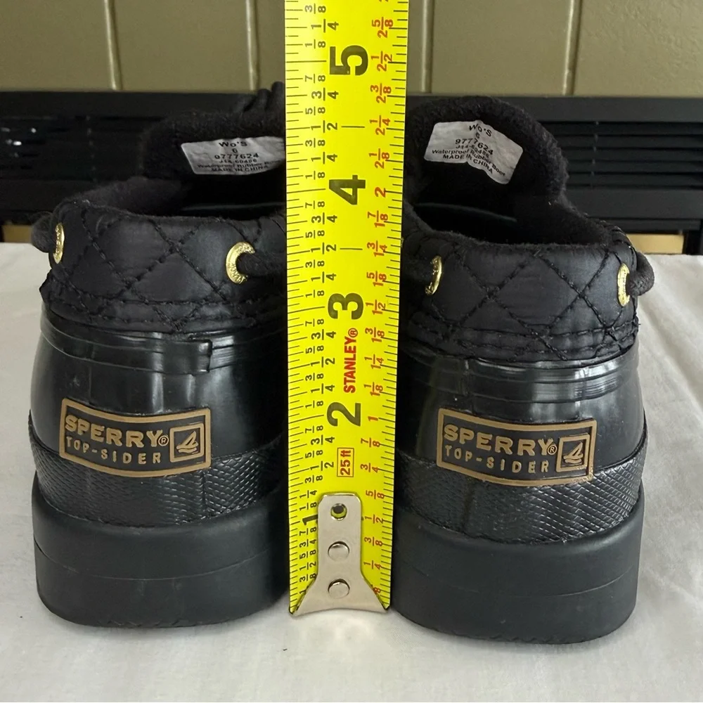 EUC Sperry Waterproof Rubber Quilted Fleece Loafers-Black-Women’s Size 6 - Picture 6 of 10